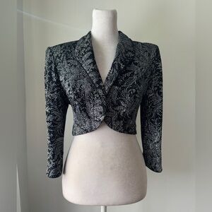 Vintage ‘90s Alex Evenings Black & Silver Sparkle Cropped Evening Jacket